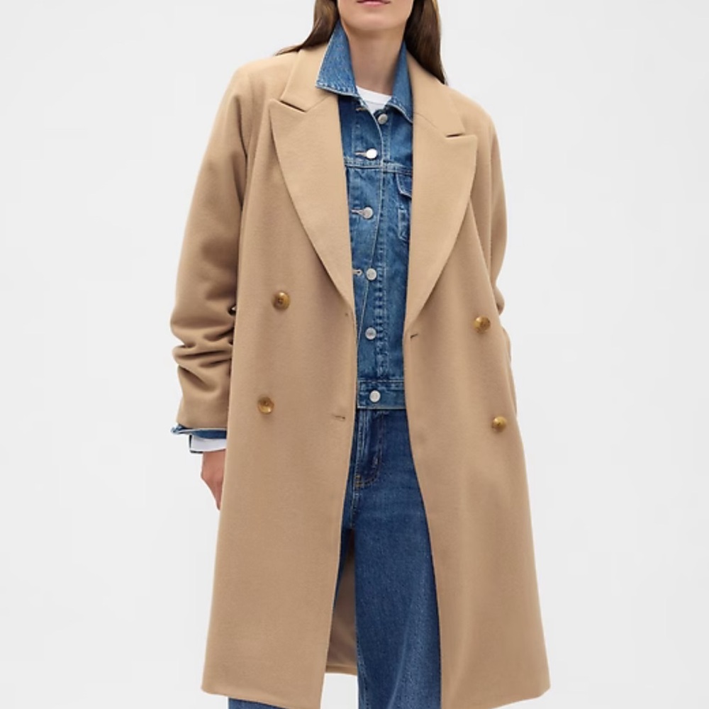 GAP Factory Tan Double-Breasted Trench Coat